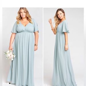 Show Me Your Mumu Emily Empire Flutter Sleeve Maxi Dress Silver Sage XXL